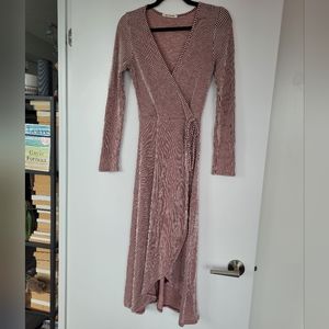 Ribbed midi wrap dress, size small